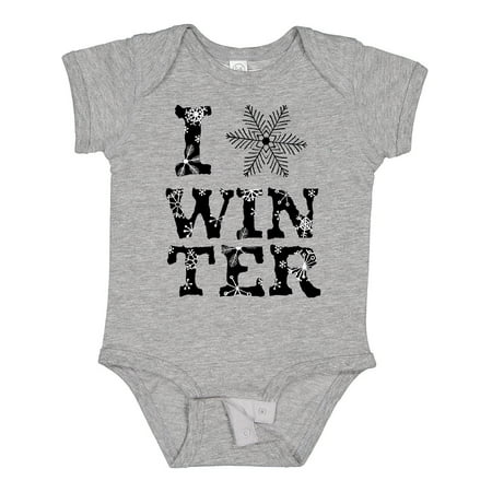 

Inktastic I Love Winter- Black and White Snowflakes Gift Baby Boy or Baby Girl Bodysuit