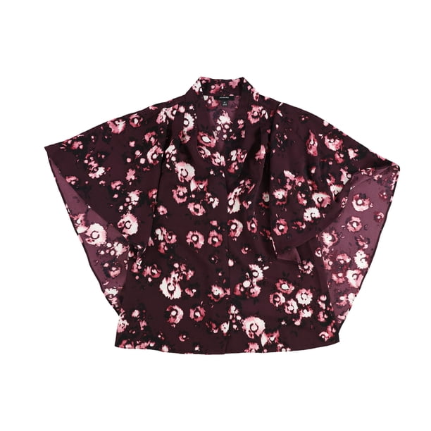 Alfani Womens Pleated Cape Sleeve Shell Blouse, dkpurple, XS