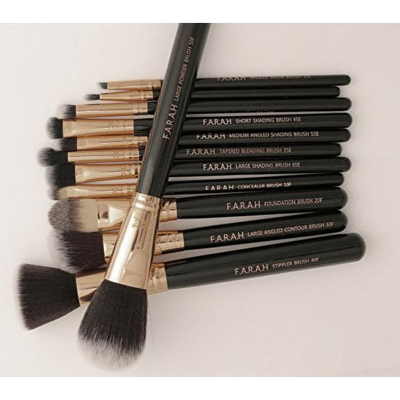 F.A.R.A.H 12 Piece Luxe Makeup Brush Set with Case (BLACK)