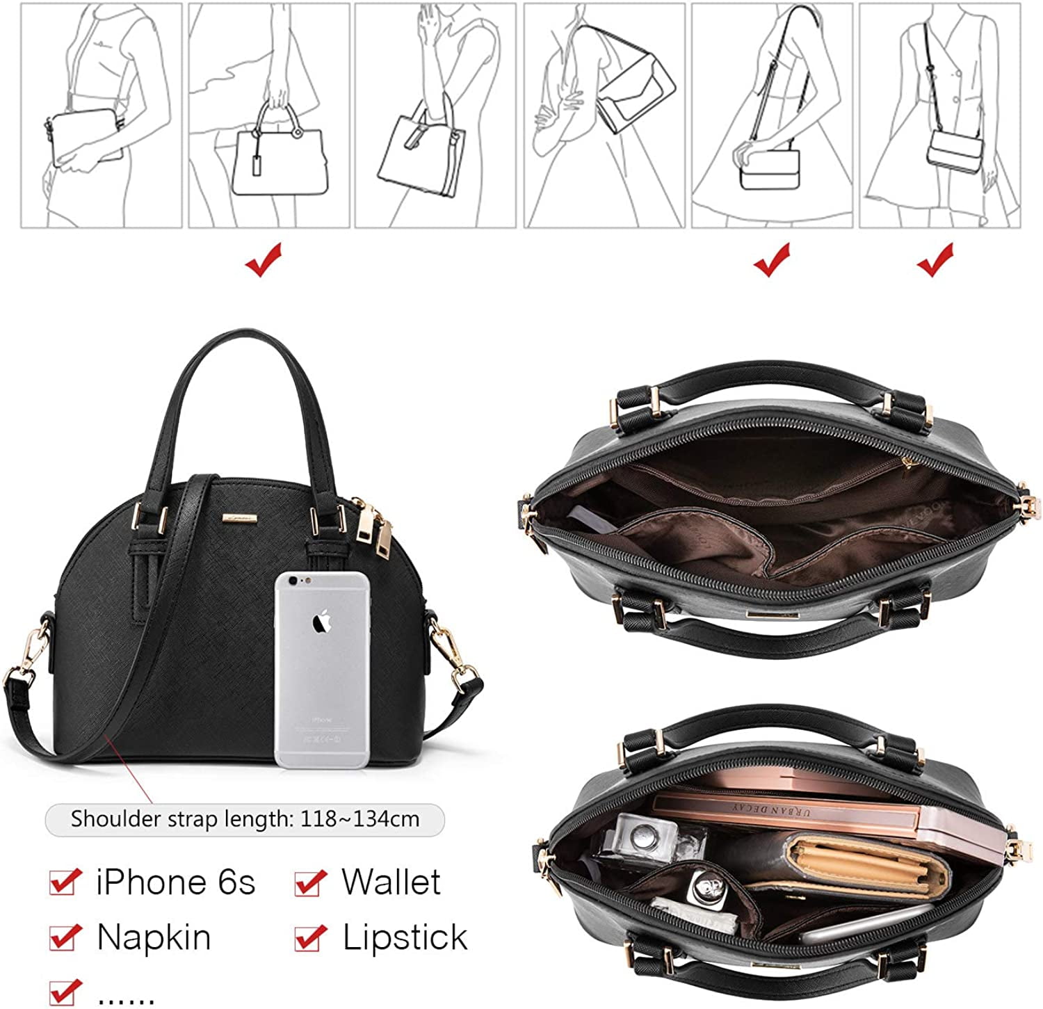 Lovevook Dome Satchel Handbags for Women Small Crossbody Bags