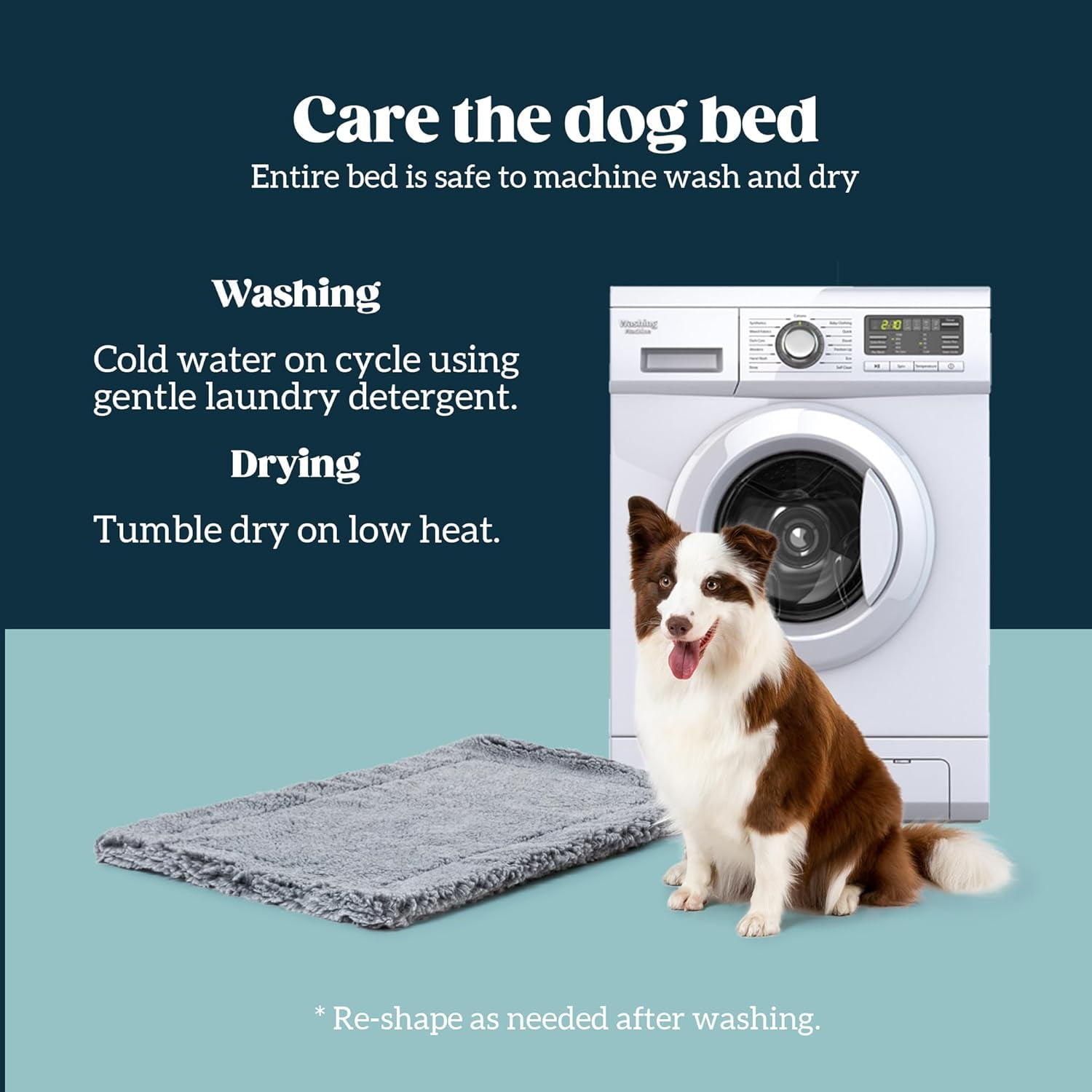 PELZIN Stoutwool Indestructible Dog Bed - Fluffy Chew Proof Dog Crate Pad - Tough Kennel Pad for Aggressive Chewers - Ideal for Extra Large Breeds & Fits 48-Inch Crate - 47"x29", Charcoal