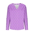 thumbnail image 6 of Women's Long Sleeve Tops 2026 Trendy Polka Dot V Neck Pullover Shirts Spring Causal Loose Fit Tunic Dressy Blouse, 6 of 7