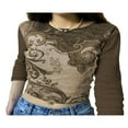 thumbnail image 1 of AMERTEER T-shirt à Col Rond pour Femmes à Manches Longues Rétro Floral Slim Base Shirt, 1 of 5