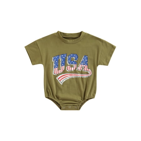 

Newborn Baby Boy Girl 4th of July Outfit Infant Romper USA Print Jumpsuit Independence Day Onesie Clothes