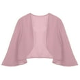 thumbnail image 4 of iiniim Women's 3/4 Sleeve Open Front Soft Chiffon Shrug Cardigan for Evening Dress Size S-3XL Dark Pink 3XL, 4 of 7