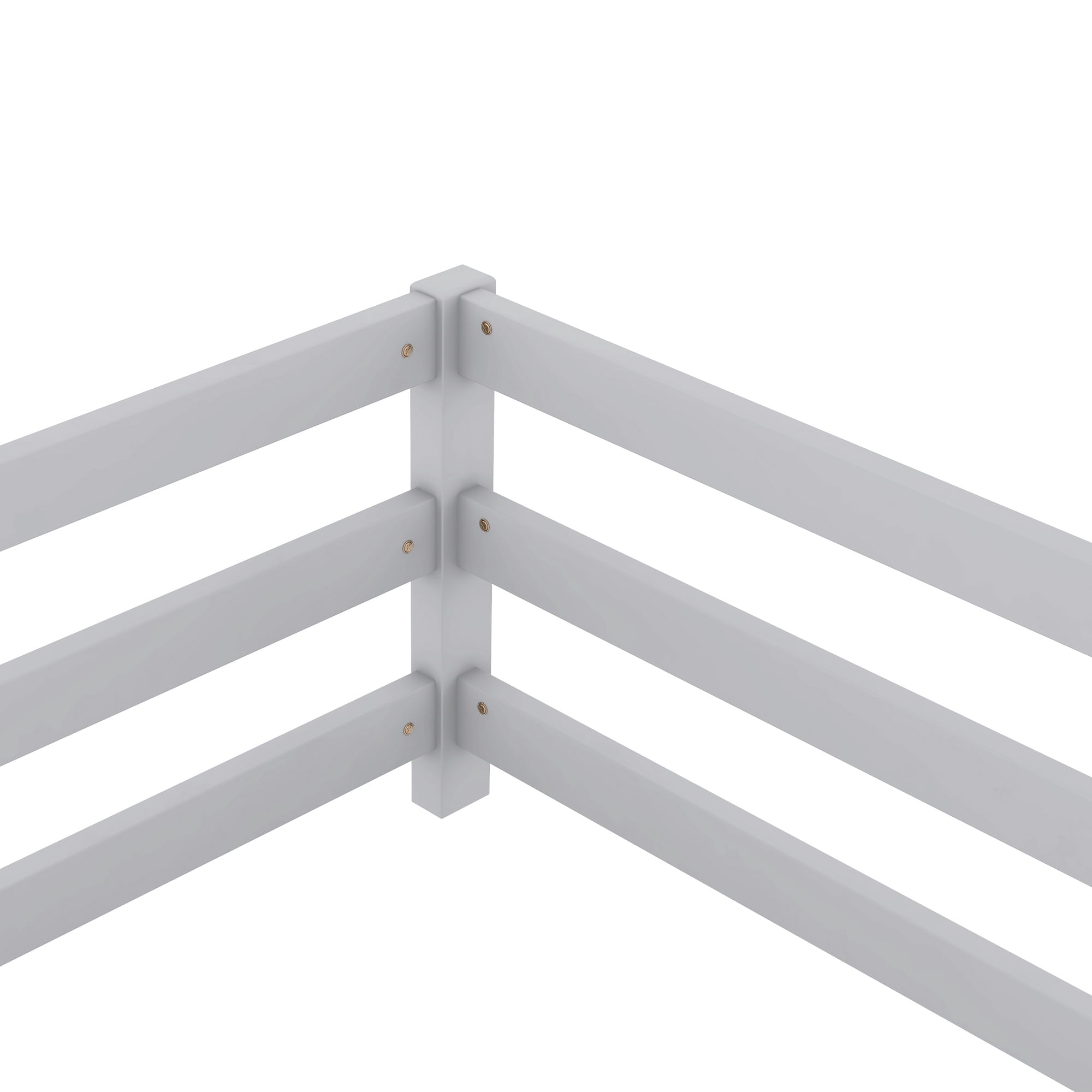 Holaki Full Size Bed Frame with Rails,Wood Montessori Floor Bed Twin Size,Floor Bed with Fence,Montessori Floor Bed for Girls and Boys,77"x58.1"x15.7",Gray