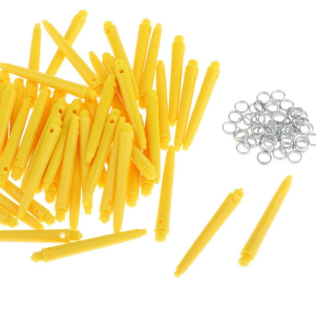 50x Fléchettes 2BA Accessoires de Fléchettes avec Tiges de Tige Anneaux de Protection 45mm Jaune