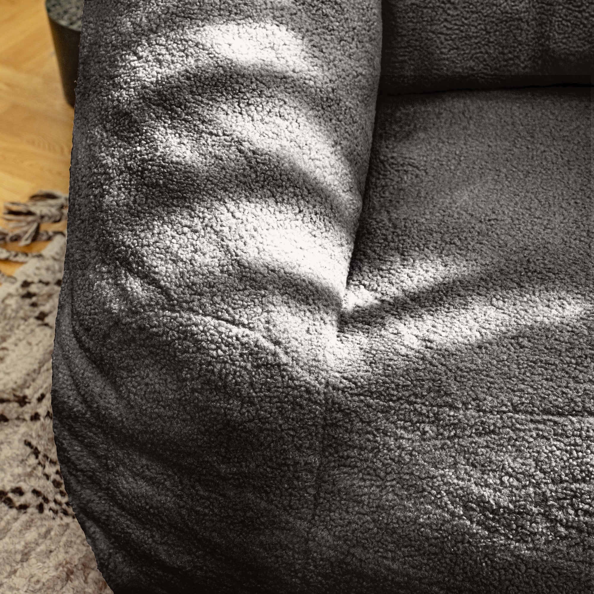 Bean Bag Chair for Adults,Upholstered Floor Sofa with Footstool,Large Lazy Sofa Plush Chair Bean Bag Couch for Bedroom Living Room,Black