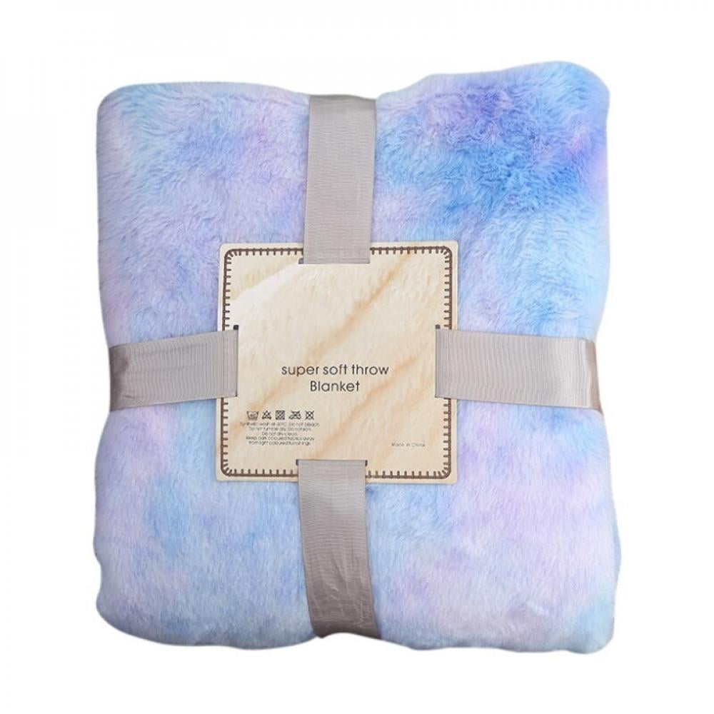 Tie Dye Shaggy Blanket Bed Sofa Faux Fur Unicorn Rainbow Velvet Plush Bed Décor 