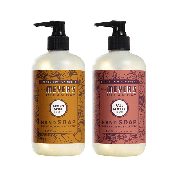 MRS. MEYER'S CLEAN DAY Liquid Hand Soap Variety Pack, Acorn Spice, Fall Leaves, 12.5 fl oz Each, 1 CT