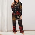 thumbnail image 2 of Lsque Elegant Rose Skull Pattern Long Sleeve Pajama Set for Women - Soft 2-Piece Sleepwear and Loungewear Set with Pockets, Comfy Nightwear-Medium, 2 of 7