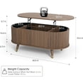 thumbnail image 2 of Lift Top Coffee Table with Storage,42.5” Oval Coffee Table with Hidden Compartment & Solid Wood Legs,Modern Fluted Center Table for Living Room,Home Office,Walnut, 2 of 14