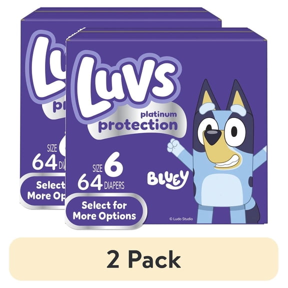 (2 pack) Luvs Platinum Protection Baby Diapers Size 6, 64 Count (Select for More Options)