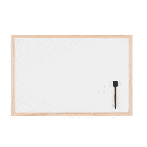 Magnetic Dry Erase White Board, Large 24 x 36 Inch Wall Mounted Whiteboard, Pine Wood Frame Bulletin Board for Office Classroom Home, Smooth Writing Easel Board, White