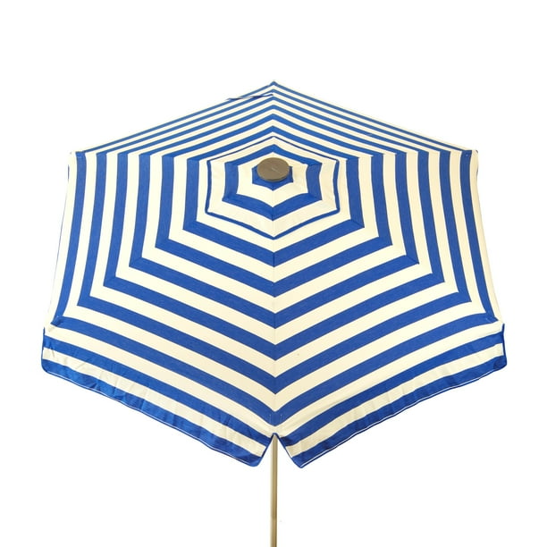 DestinationGear 6.5 ft Royal Blue and White Deluxe Italian Stripe Patio