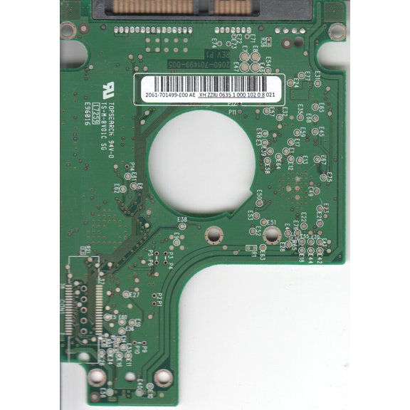 WD3200BEVT-22ZCT0, 2061-701499-E00 AE, REV P1, WD SATA 2.5 PCB