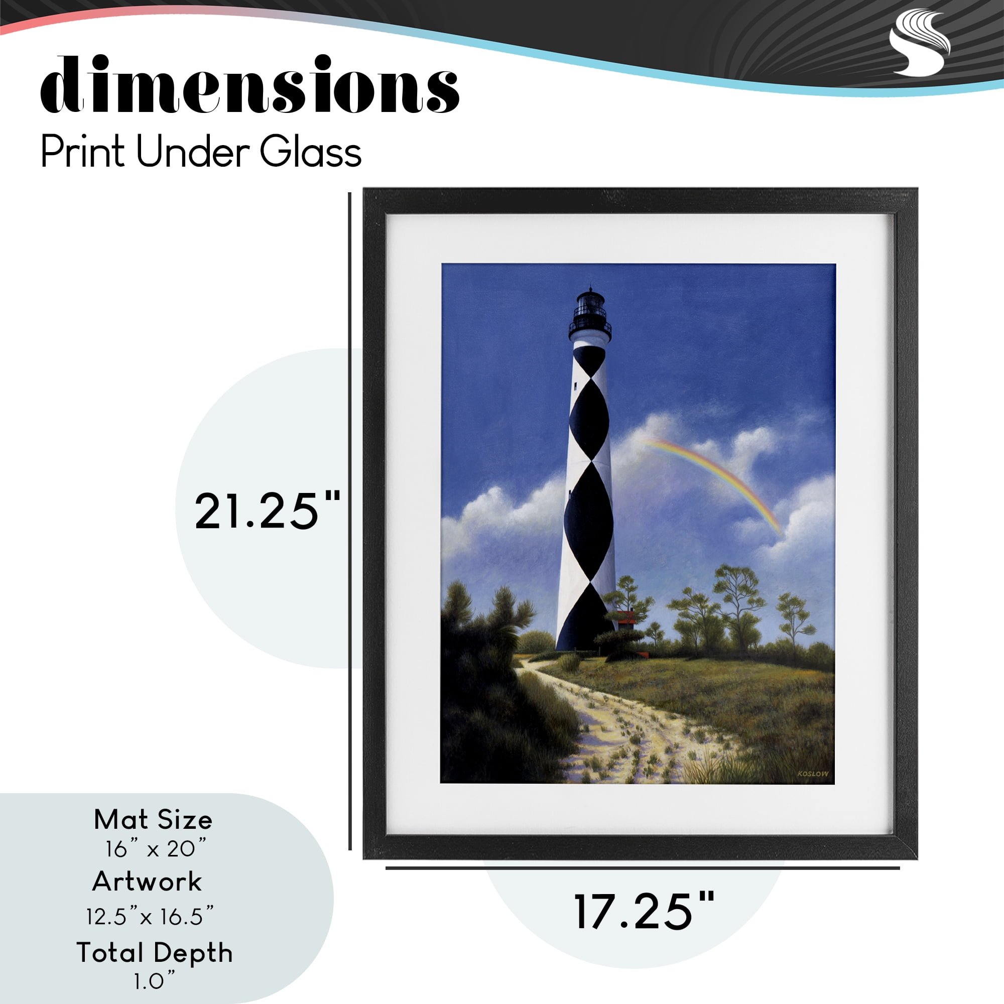 North Carolina Cape Lookout Black Framed Print Under Glass, design by Wind River Studios