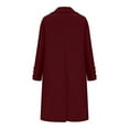 thumbnail image 5 of WCMZJ Women's Winter Double Breasted Midi Long Wool Pea Coat Notch Lapel Winter Trench Coat Wool Blend Over Coats Long Jackets Wine XXL, 5 of 6