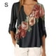 thumbnail image 1 of Blusa Camisa con cuello en V y estampado floral Blusa suelta de manga larga Top de mujer, Negro, S Advancent AP002021-01, 1 of 5