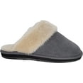 thumbnail image 2 of Clarks Womens Open Back Suede Leather Comfort Clog Slipper JMS0583C - Plush Faux Fur Trim - Indoor Outdoor House Slippers For Women 9 M US, Pewter, 2 of 6