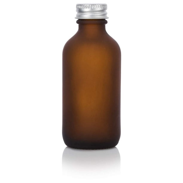 Download Frosted Amber Glass Boston Round Screw Bottle with Silver Metal Cap - 2 oz / 60 ml - Walmart.com ...
