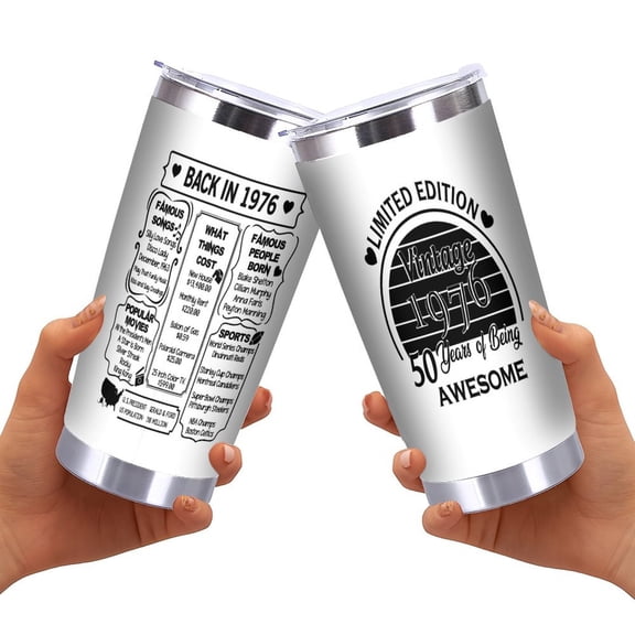 20 Oz Tumbler -50th Birthday Gifts for Him, Cool Gifts for 50th, 50 Year Old Gift for Men, 1976 Birthday Anniversary Gift