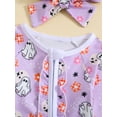 thumbnail image 5 of Cenuakty Baby Girls 2 Piece Outfits Halloween Pumpkin/Ghost Print Long Sleeves Romper and Cute Headband for Toddler Infant Fall, 5 of 9