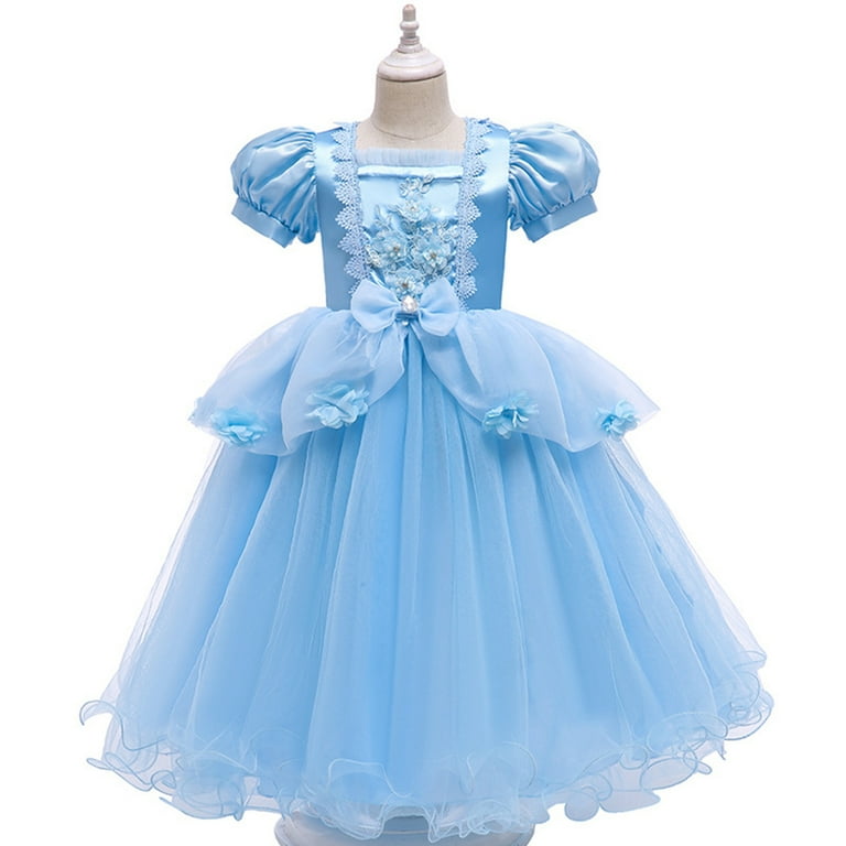 open lace back dress Disney Princess Blue Masquerade Ball Gown Cinderella Prom Dress
