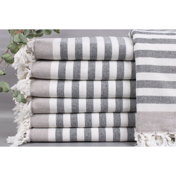 Turkish Bath Towel, Wedding Gift Towels, Brown Towel, Striped Towel, 40x67 Inches Embroidered Towel, Hotel Peshtemal, Yoga Towel,