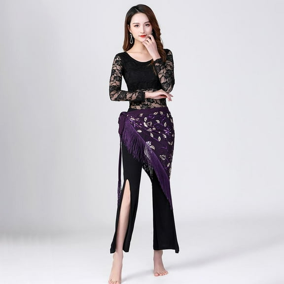 Women Hip Scarf for Belly Dance, Fashion Sequins Belly Dancing Hip Scarf Skirts