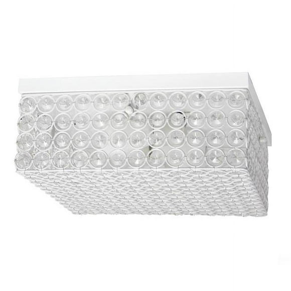 Elegant Designs 12 Inch Elipse Crystal 2 Light Square Ceiling Flush Mount, White