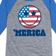 thumbnail image 3 of Instant Message - Merica Smile Face - Toddler & Youth Raglan Graphic T-Shirt, 3 of 5