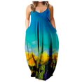 thumbnail image 1 of Robe Longue d'Été pour Femme à Col Rond, Imprimée, Sans Manches, Grande Taille, à Enfiler, à Bretelles Spaghetti, Longue Robe Maxi avec Poches, 1 of 4