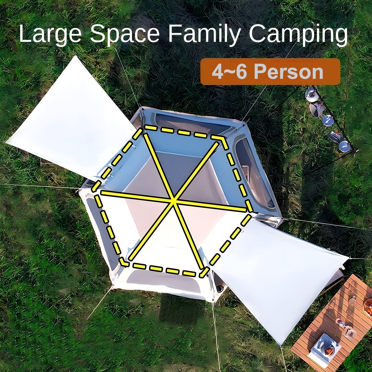 Mapskey 4-6 Person Tents for Camping,Portable Waterproof Large Glamping Tents for Outdoor Family