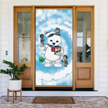Ghostbusters-Cartoon Door Cover Decorated Banner Tapestry Home Decoration Holiday Party Supplies Door Banner Porch Sign Banner 72.8 x 35.4 Inch