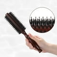 thumbnail image 4 of Unique Bargains Nylon Bristle Round Curling Hair Ruled Comb with Wood Handle for Hair Drying Styling Brown 10 Row S, 4 of 7