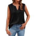 thumbnail image 6 of TRUBKH Women's Linen Top Linen Shirts for Women Lightweight Blouses Loose Cotton and Linen Top Blend Tops Plus Size Tops Womens Sleeveless Tops Gauze Shirts Flowy Blouses Loose T Shirts Black 2XL, 6 of 9