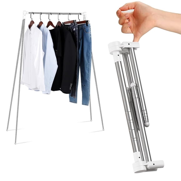 ANLEBUY Portable Garment Rack, Folding Clothes Rack, Collapsible Clothing Rack for Dance, Travel, Camping, Laundry, Indoor, Outdo