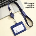 thumbnail image 1 of Neutral Minimalist Style PU Leather Protective Sleeve for ID Card Work Badge Student School Name Tag Lanyard Buckle Home Use, 1 of 5