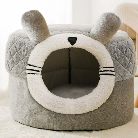Foldable House for Cat Removable Cushion Comfortable Warm Washable Enclosed Tent Nest Bed Non Slip Cave Winter Cats Bed for Indoor