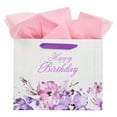 thumbnail image 2 of Purple Floral Womens Landscape Gift Bag Set w/Card: Happy Birthday, Large, 2 of 3