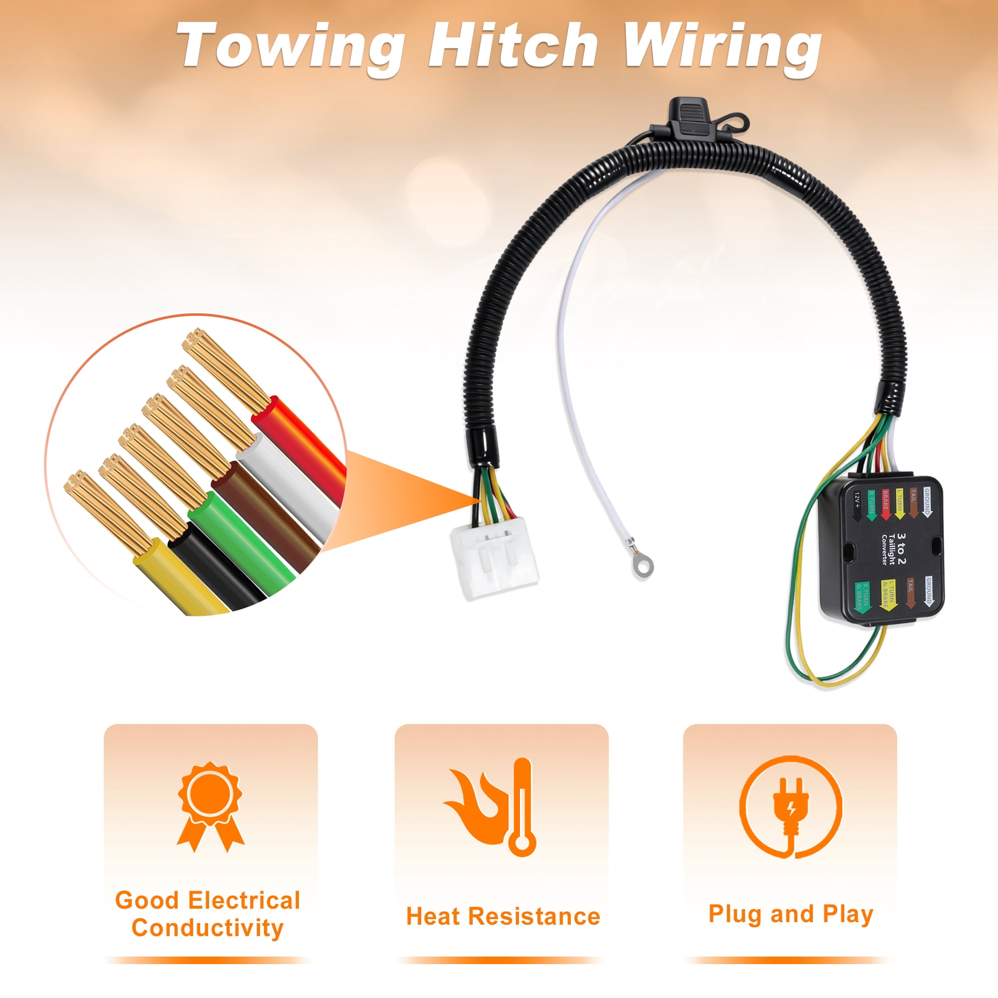 Unique Bargains 7-Way Trailer Wiring Harness for Honda Pilot 2009-2011 and Ridgeline