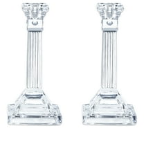 Ner Mitzvah, 8" Crystal Glass Candle Stick - Modern (2 Pack)