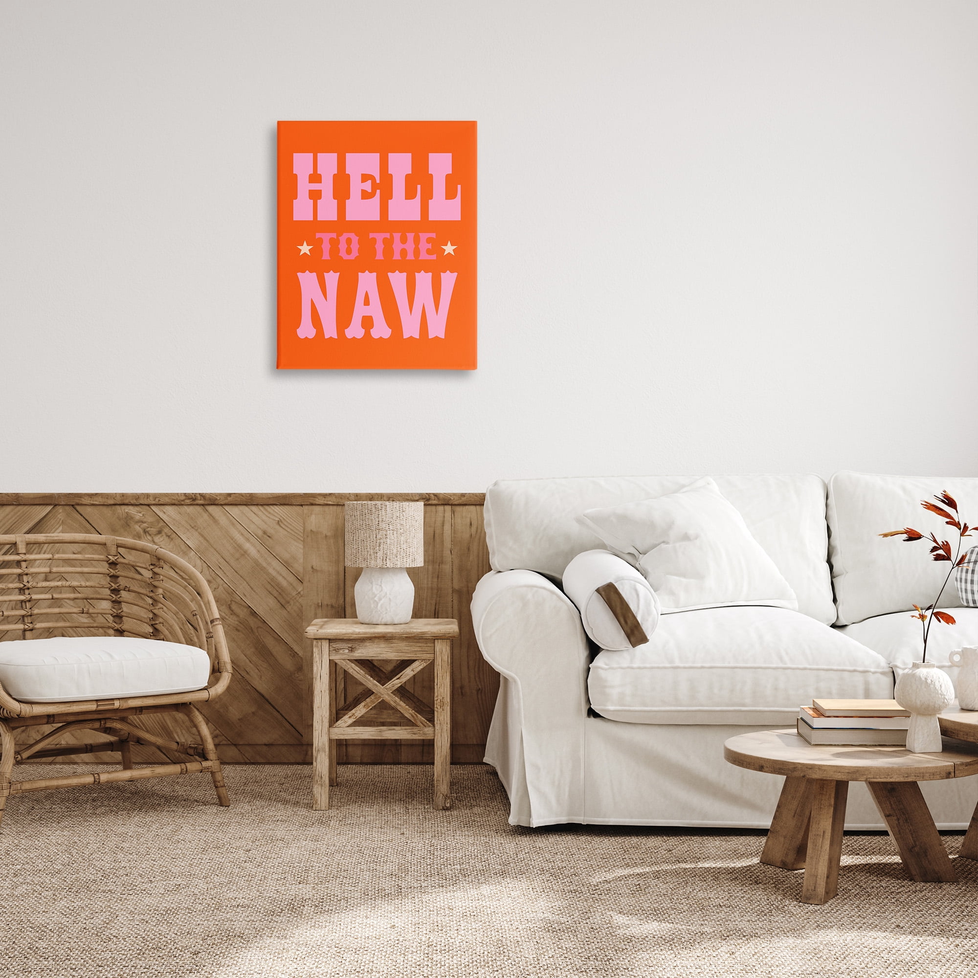 Stupell Industries Hell To The Naw Phrase Typography Painting Gallery Wrapped Canvas Art Print Wall Art, 24 x 30