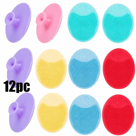 12 Pack Face Scrubber,Soft Silicone Facial Cleansing Brush Face Exfoliator Blackhead Acne Pore Pad Cradle Cap Face Wash Brush for Deep Cleaning Skin Care