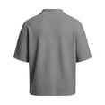 thumbnail image 6 of JAJAHO Polo Shirts For Men Casual Oversized Waffle Quarter Zip Half Sleeve Drop Shoulder Solid Color Lapel Shirts Summer Comfy Tops, 6 of 6