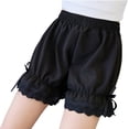 thumbnail image 2 of CPNG Girls Fashion Lace Trim Shorts Summer Thin Solid Color Loose Casual Shorts Elastic High Waist Shorts(Black,11-12 Years), 2 of 5
