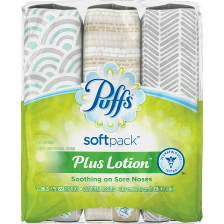 Puffs Plus Soft Pack Plus Lotion Facial Tissue - 3ct