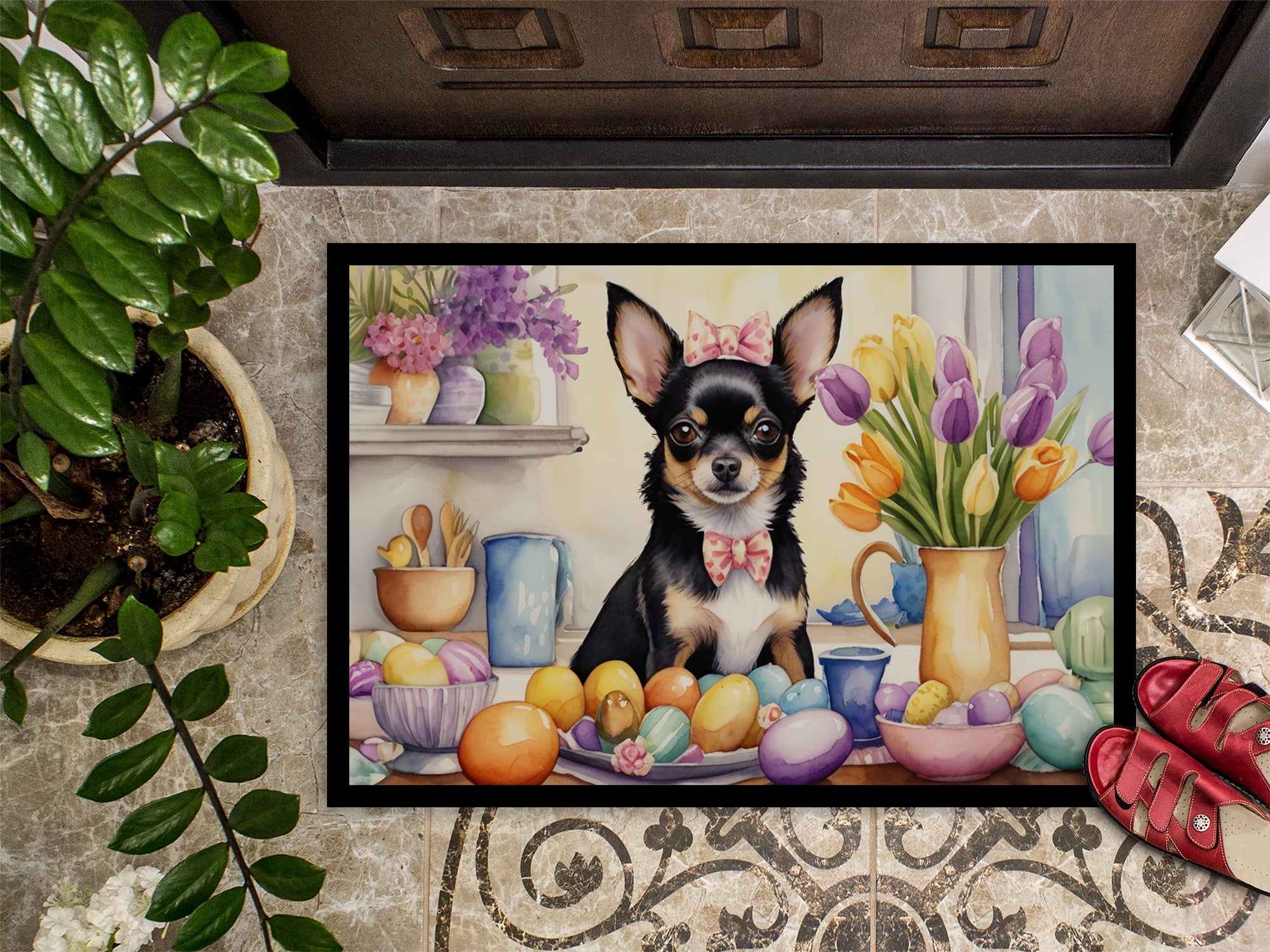 Decorating Easter Chihuahua Doormat 27 in x 18 in