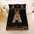 thumbnail image 5 of jejeloiu Classic Leopard Monogram A Full Size Sheets For Girls,Brown Bow Glitter Print Initial Bed Sheets For Kids,4 Pieces, 5 of 6